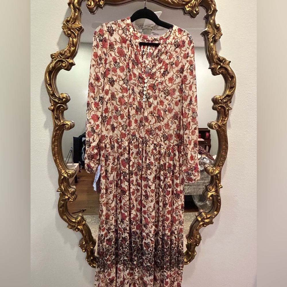 Free People Sz Medium See it Through Maxi Dress with Slip